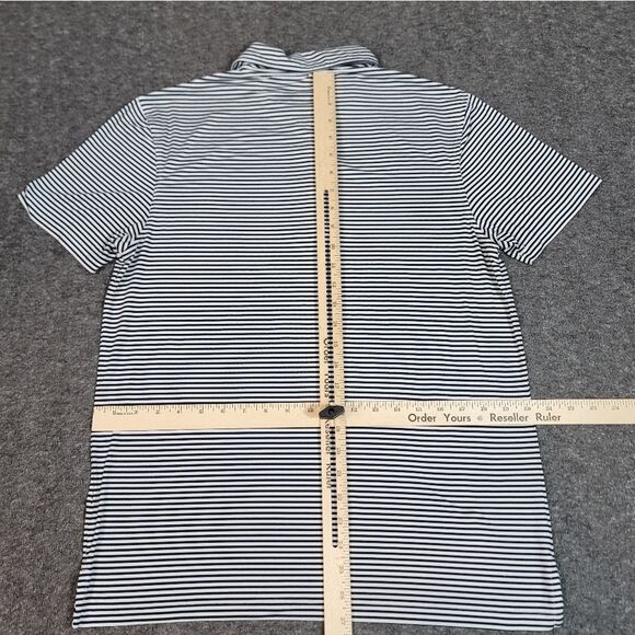 J. Crew Performance Golf Polo Shirt Mens Size L White Black Striped Short Sleeve - Picture 6 of 10